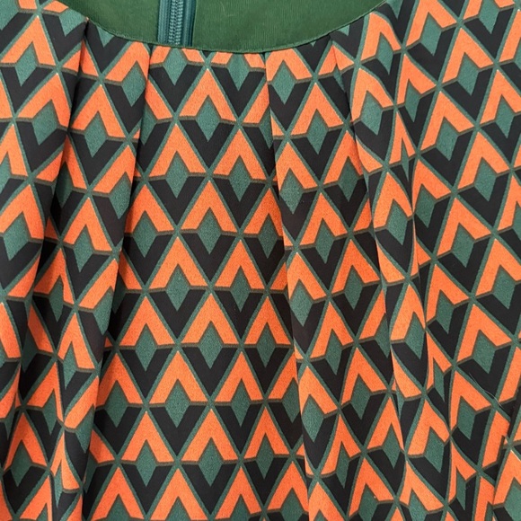 Papillon Geometric Print Fit and Flare Dress Size Large Orange Sleeveless - Picture 4 of 12